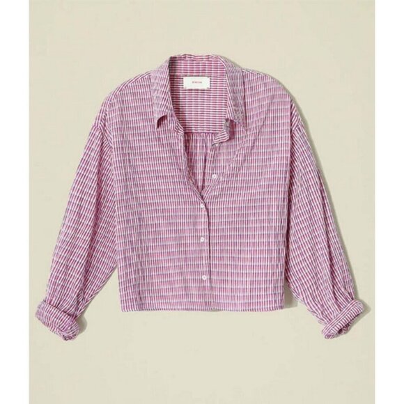 💕XIRENA💕 Dawson Plaid Crop Button Up Shirt ~ Coral Cove Large NWOT - Picture 9 of 16